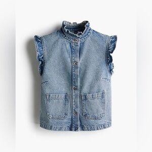 NWOT H&M ruffle trim denim vest shirt